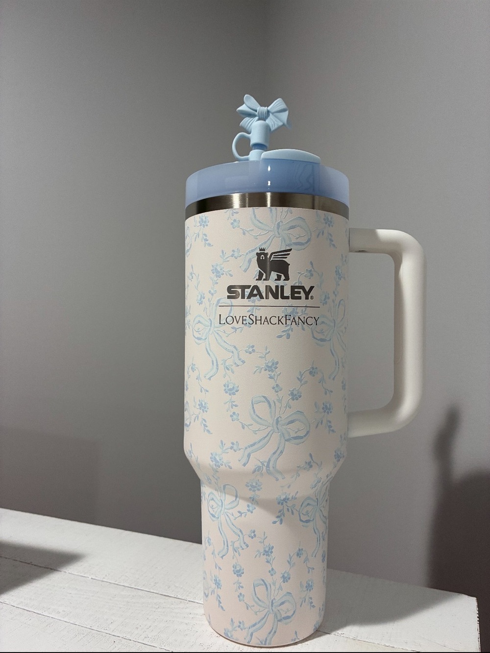Stanley x LoveShackFancy Pale Blue & White Floral Insulated Travel Tumbler
